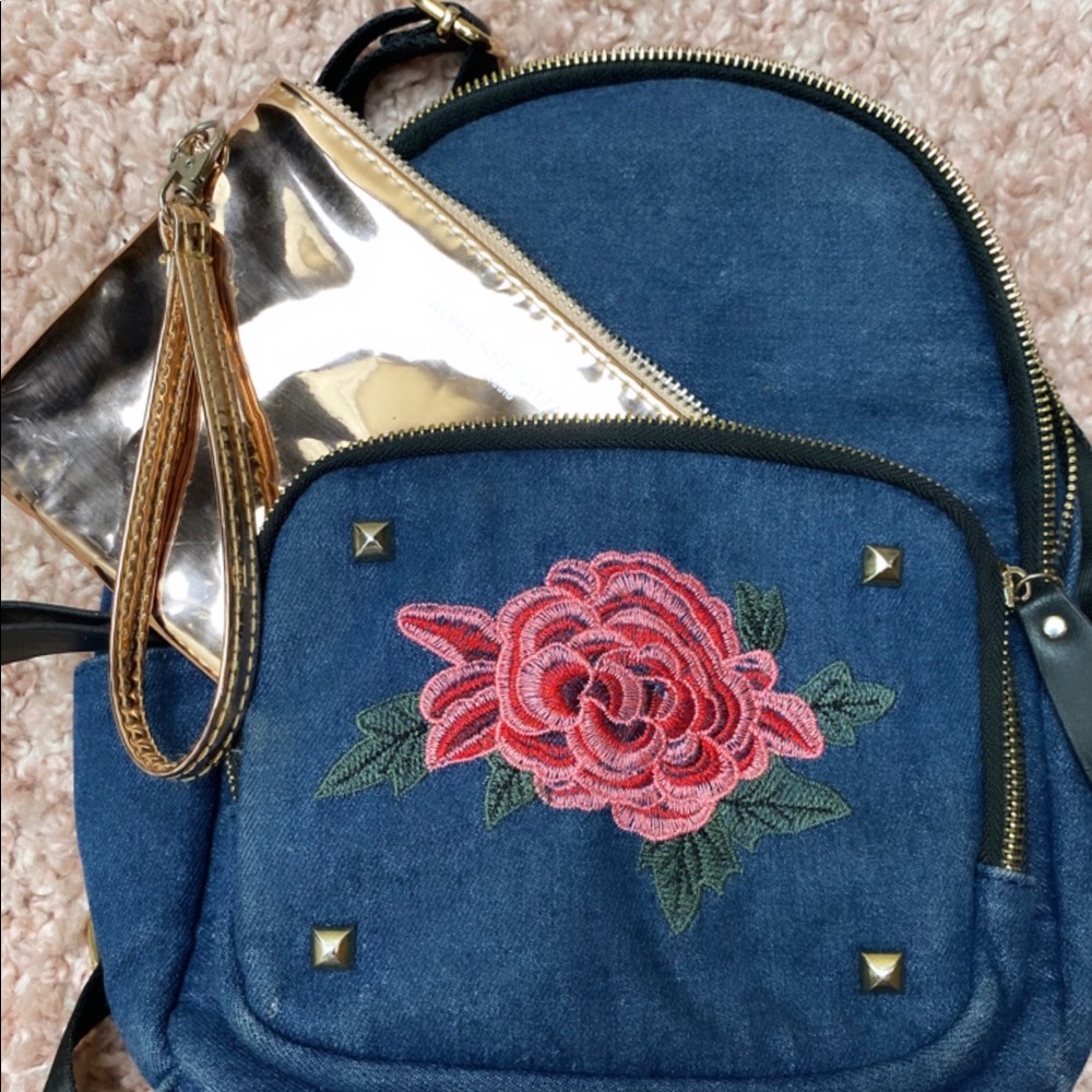 Hipster jean mini backpack w/ card holder